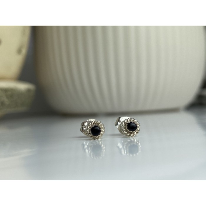 925 Sterling Silver Agate Stud Earrings