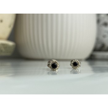 925 Sterling Silver Agate Stud Earrings