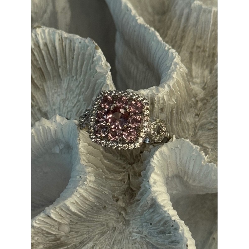 925 Sterling Silver Morganite & Beryl Ring Size 8