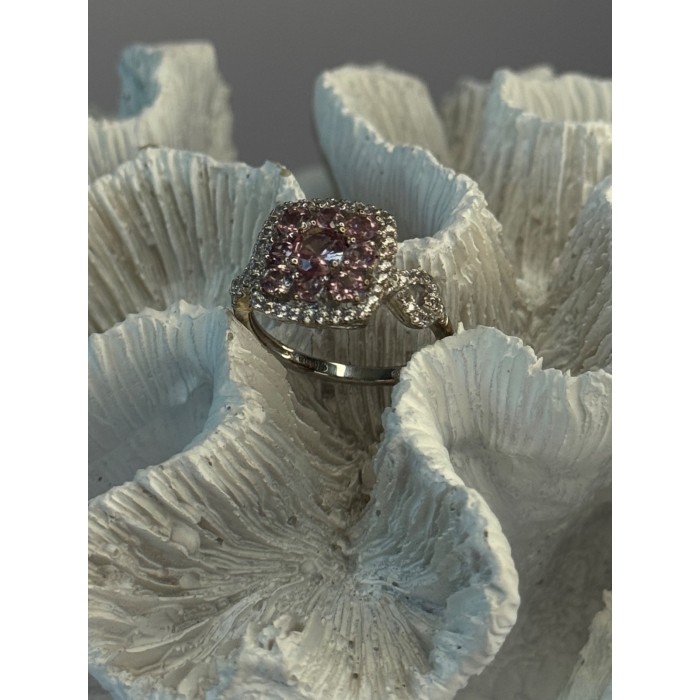 925 Sterling Silver Morganite & Beryl Ring Size 8