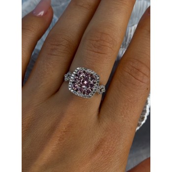 925 Sterling Silver Morganite & Beryl Ring Size 8