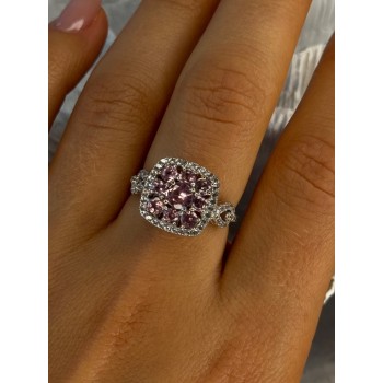 925 Sterling Silver Morganite & Beryl Ring Size 8