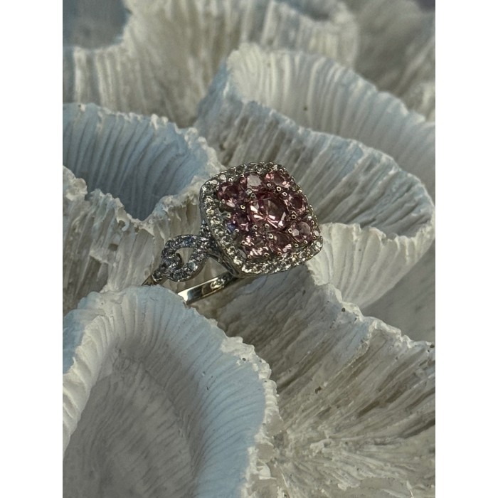 925 Sterling Silver Morganite & Beryl Ring Size 8