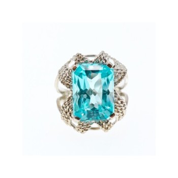 925 Sterling Silver Topaz Ring Size 6.5