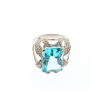 925 Sterling Silver Topaz Ring Size 6.5