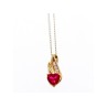 10K YELLOW GOLD RUBY & DIAMONDS HEART CHAIN WITH PENDANT
