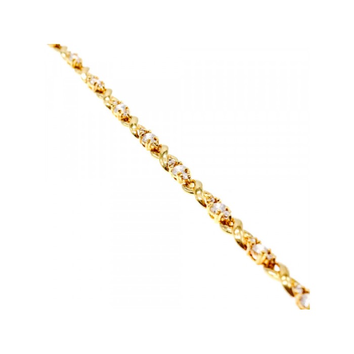 925 STERLING SILVER GOLD PLATED CZ BRACELET SIZE 7 IN