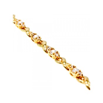 925 STERLING SILVER GOLD PLATED CZ BRACELET SIZE 7 IN