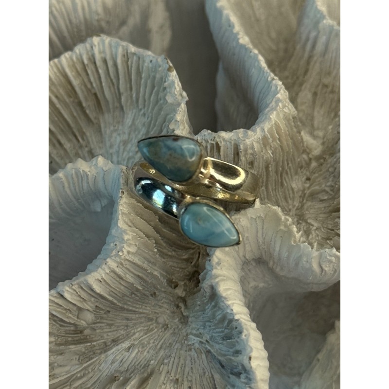 Vintage 925 Sterling Silver Larimar Ring Size 7