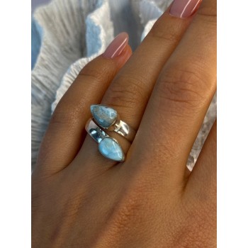 Vintage 925 Sterling Silver Larimar Ring Size 7