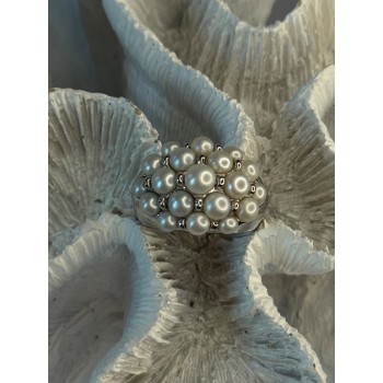 Elegant 925 Sterling Silver Pearl  Ring Size 7