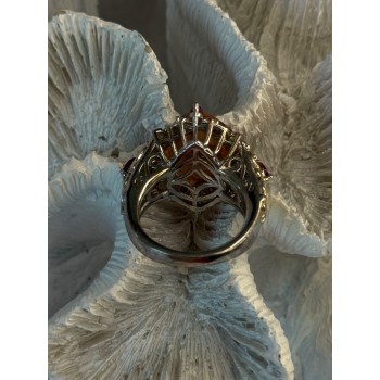 925 Sterling Silver Gold Plated Part Spinel & Ruby Ring Size 6