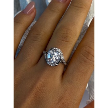Shiny 925 Sterling Silver Cz Ring Size 8