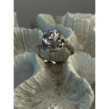 Shiny 925 Sterling Silver Cz Ring Size 8