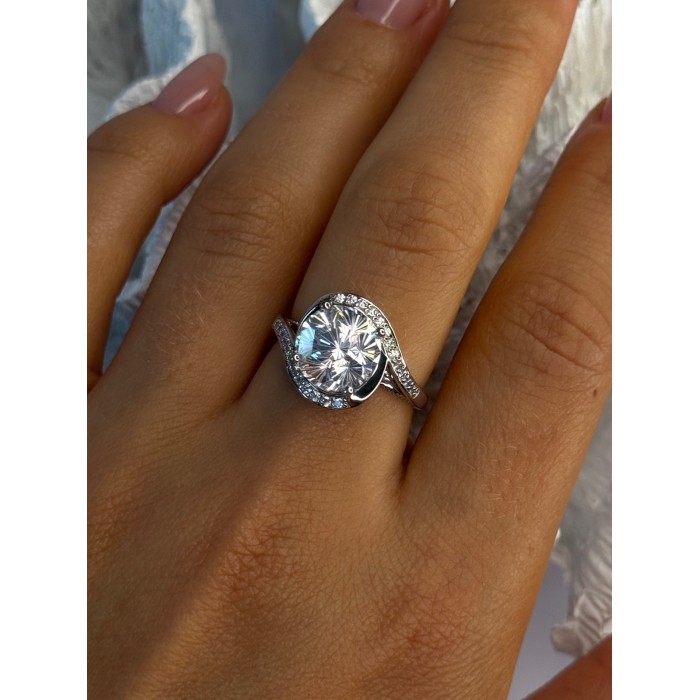 Shiny 925 Sterling Silver Cz Ring Size 8