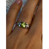 925 Sterling Silver Peridot & Beryl Ring Size 6