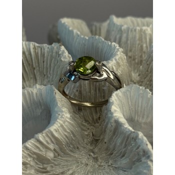 925 Sterling Silver Peridot & Beryl Ring Size 6