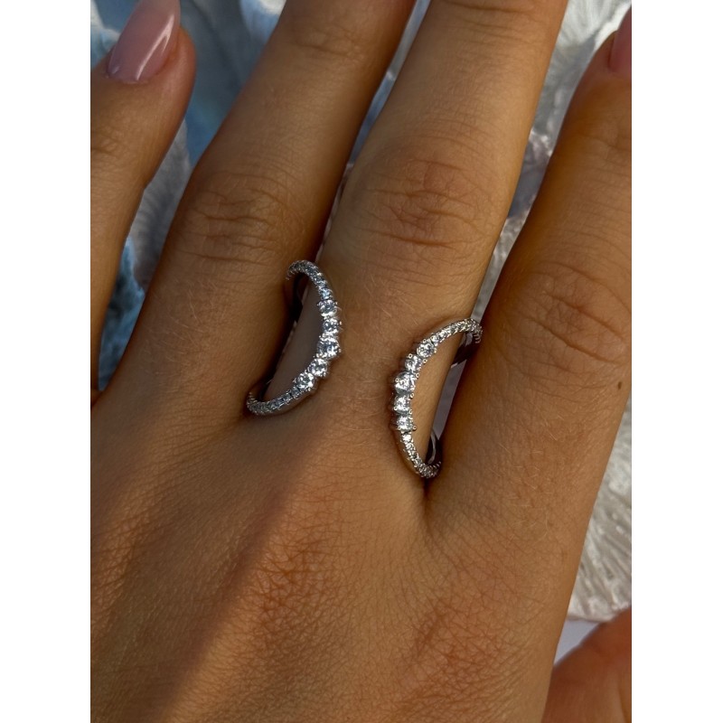 Unique Sizable Design 925 Sterling Silver Cz Ring Size 11