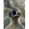 925 Sterling Silver Sapphire & Beryl Flower Ring Size 7.5