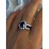 925 Sterling Silver Sapphire & Beryl Flower Ring Size 7.5