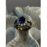 925 Sterling Silver Sapphire & Beryl Flower Ring Size 7.5
