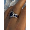 925 Sterling Silver Sapphire & Beryl Flower Ring Size 7.5