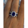 925 Sterling Silver Sapphire & Beryl Flower Ring Size 7.5