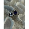 925 Sterling Silver Sapphire & Beryl Flower Ring Size 7.5