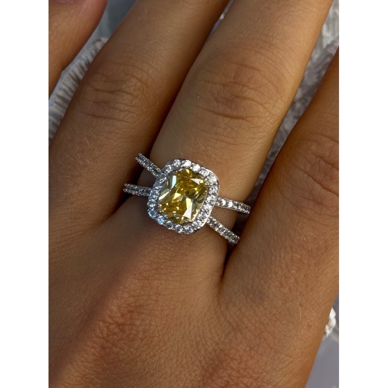 925 Sterling Silver Citrine & Beryl Ring Size 8