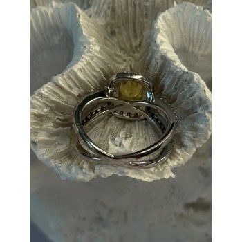 925 Sterling Silver Citrine & Beryl Ring Size 8