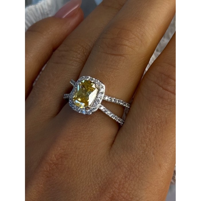 925 Sterling Silver Citrine & Beryl Ring Size 8