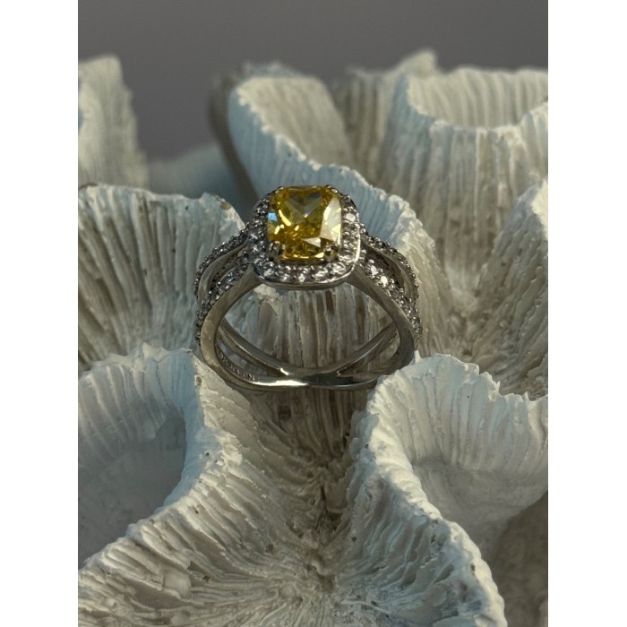 925 Sterling Silver Citrine & Beryl Ring Size 8