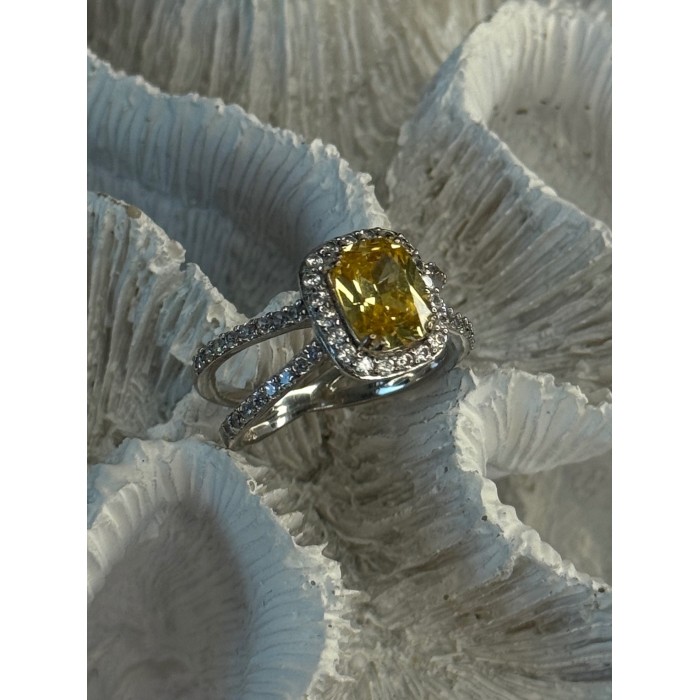 925 Sterling Silver Citrine & Beryl Ring Size 8