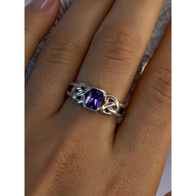925 Sterling Silver Amethyst Ring Size 9