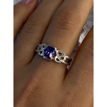 925 Sterling Silver Amethyst Ring Size 9