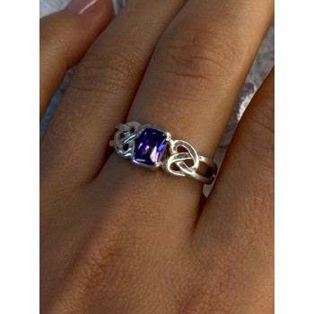 925 Sterling Silver Amethyst Ring Size 9