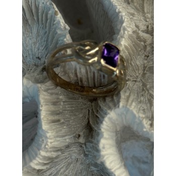 925 Sterling Silver Amethyst Ring Size 9
