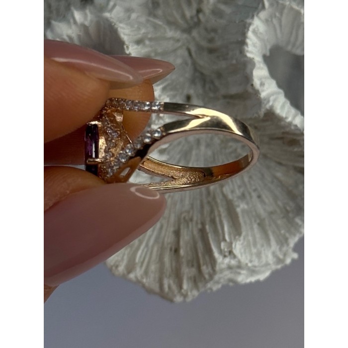 Rose Gold Plated 925 Sterling Silver Amethyst & Cz Ring Size 6