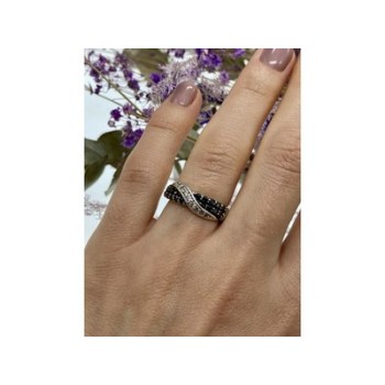 925 Sterling Silver Black & White Tourmaline 
