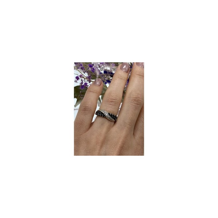 925 Sterling Silver Black & White Tourmaline 