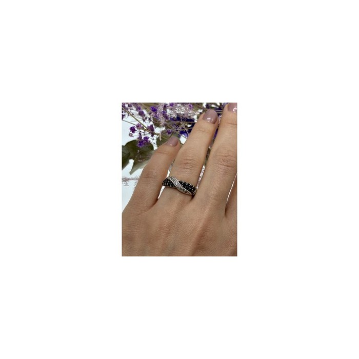 925 Sterling Silver Black & White Tourmaline 