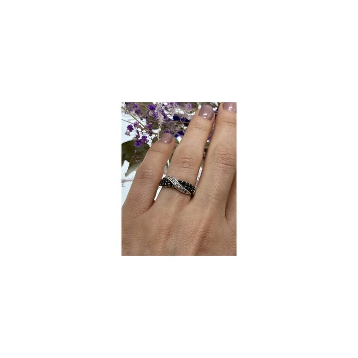 925 Sterling Silver Black & White Tourmaline 