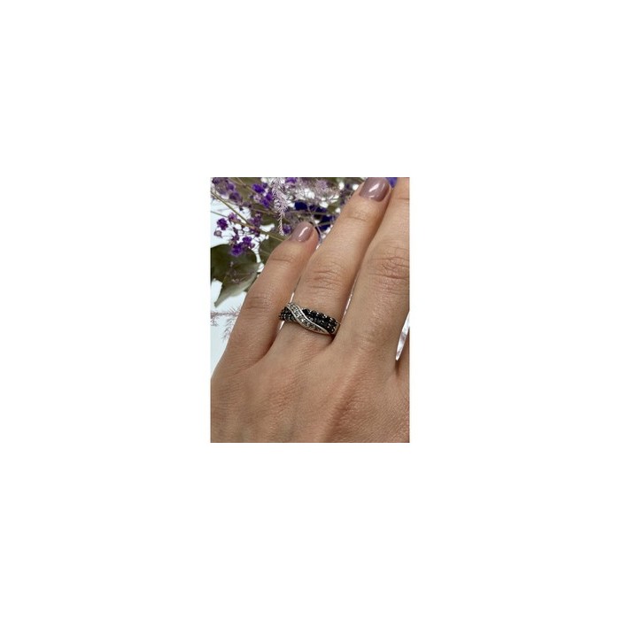 925 Sterling Silver Black & White Tourmaline 