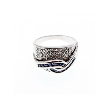 925 Sterling Silver Sapphires Ring Size 11.75