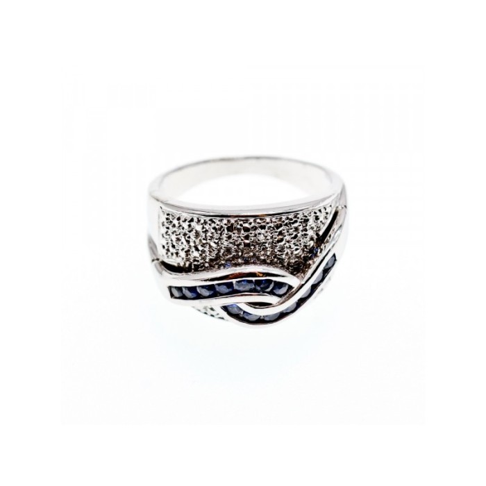 925 Sterling Silver Sapphires Ring Size 11.75