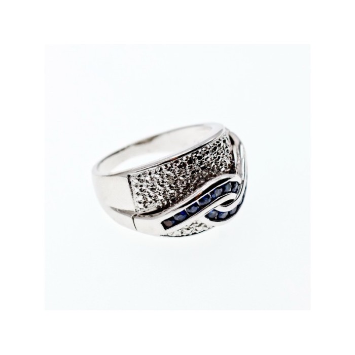925 Sterling Silver Sapphires Ring Size 11.75