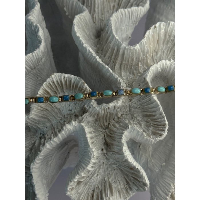 Beautiful 925 Sterling Silver Turquoise Bracelet Length 7