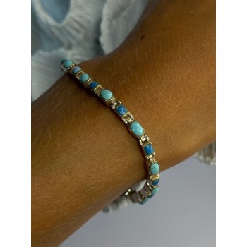 Beautiful 925 Sterling Silver Turquoise Bracelet Length 7