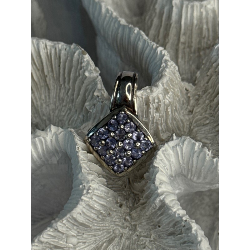 925 Sterling Silver Tanzanite Pendant Length 0.90 Inch