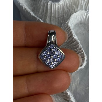 925 Sterling Silver Tanzanite Pendant Length 0.90 Inch
